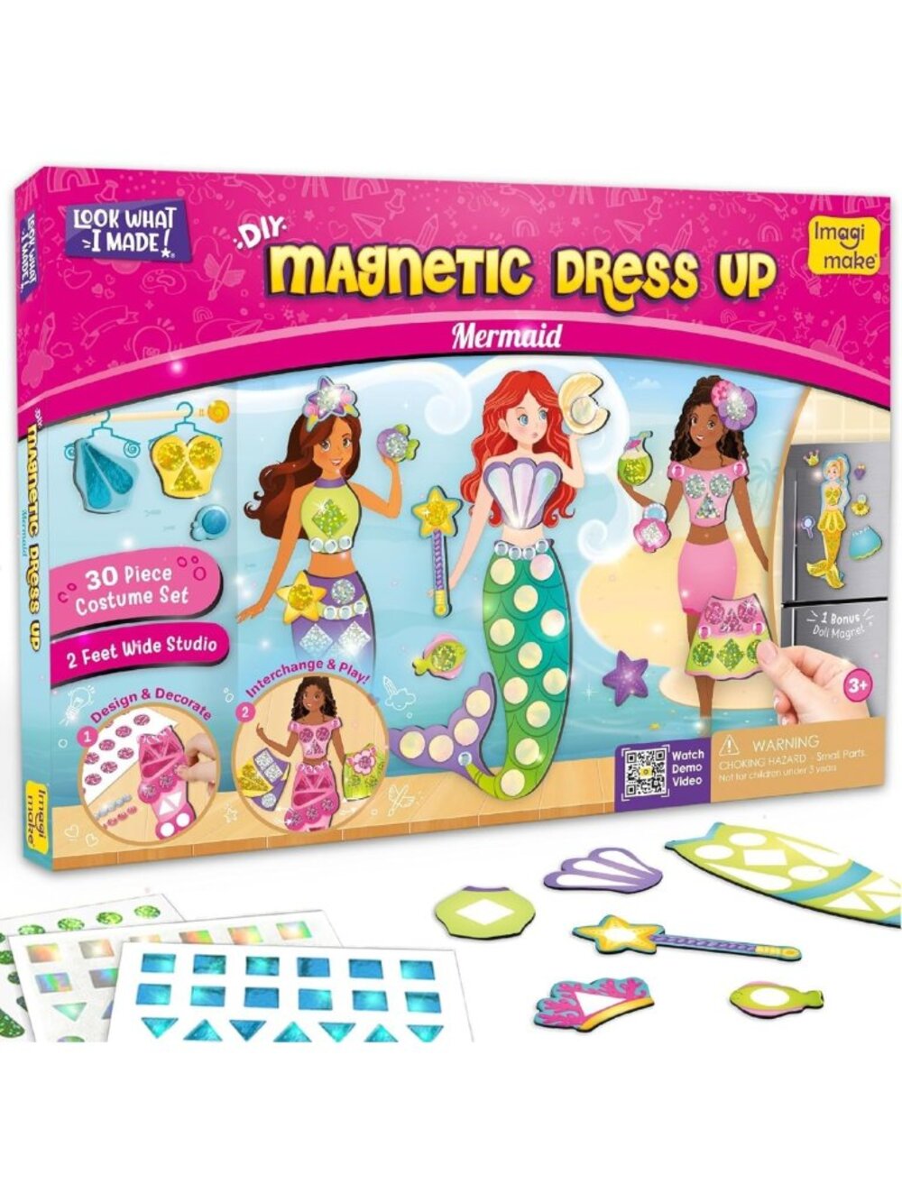 DIY Magnetic Dress-Up Mermaid Set | Pretend Play Toys for Kids 3-7 | 30 Outfits